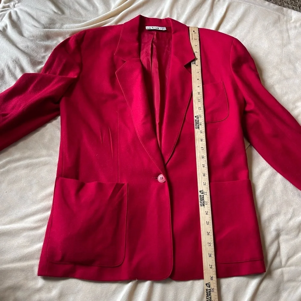 Vintage Anne Kein red wool cashmere blend pant suit - Picture 14 of 16
